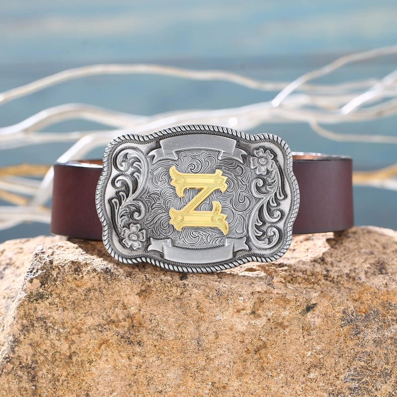 QQA Western Cowboy/Cowgirl Initial Belt Buckle Letter ABC to Z Upgrade Design for Men and Women - Image 3